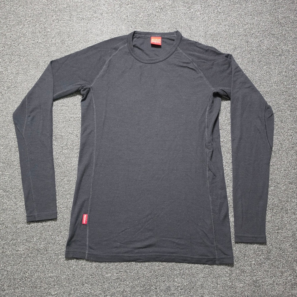 Icebreaker Redram Long Sleeve Shirt Black Mens Medium Merino Wool‎ Base Layer